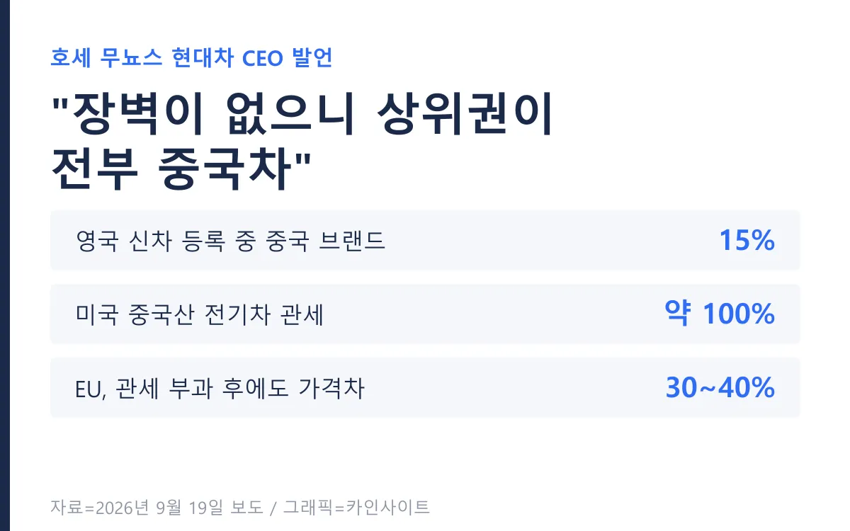 주요 시장별 중국차 관세와 점유율 비교