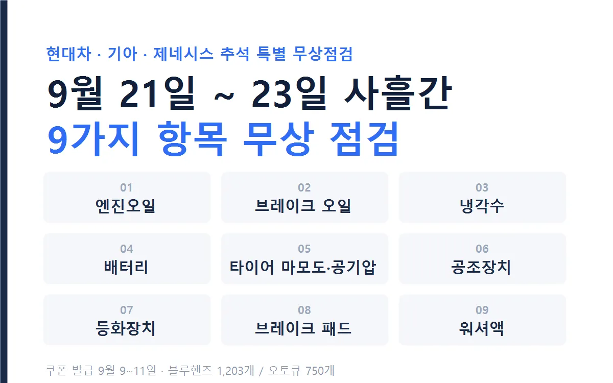 추석 특별 무상점검 9개 항목